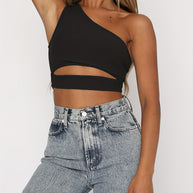Damen Crop-Top mit asymmetrischem Design und Cut-Out-Details WW