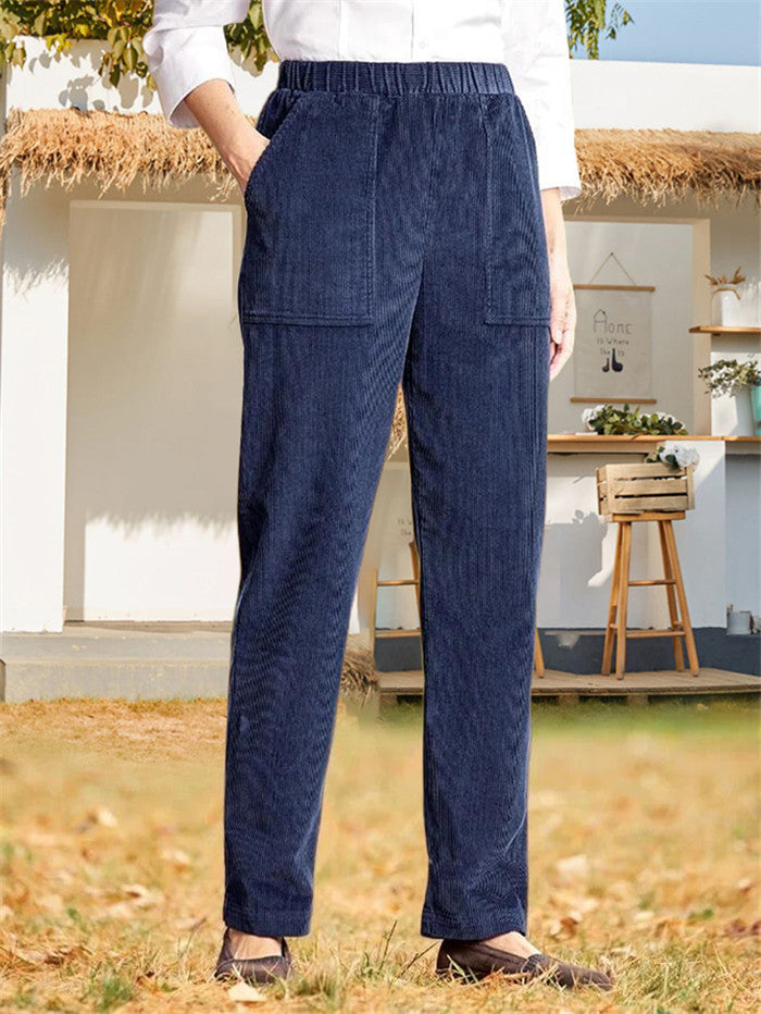 Damen lässige Cargo-Hose mit elastischem Bund und praktischen Taschen WW