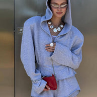 Damen Sportlicher Kapuzenjacke mit schmalem Bund und langen Ärmeln WW