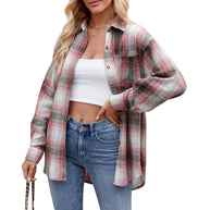 Damen Karierte Oversized Hemdbluse WW