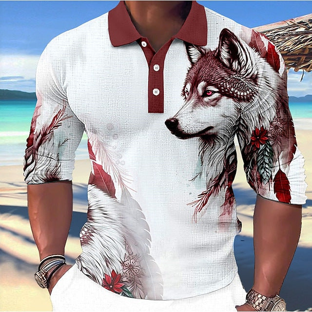 Herren Polo-Shirt mit einzigartigem Wolfsdesign WW