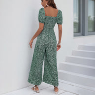 Damen Oversized Jumpsuit mit Puffärmeln und elastischem Taillenbund WW