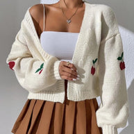 Damen Strickjacke mit floralem Stickdesign WW
