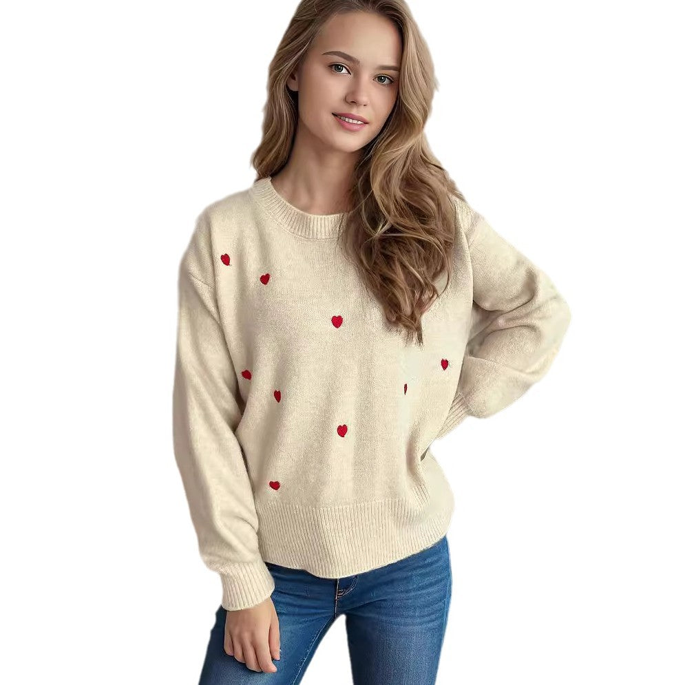 Damen Pullover mit verspieltem Herzdesign WW