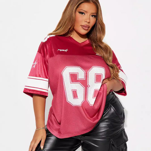 WW | Lockeres Sportliches Kurzarm-Jersey-T-Shirt