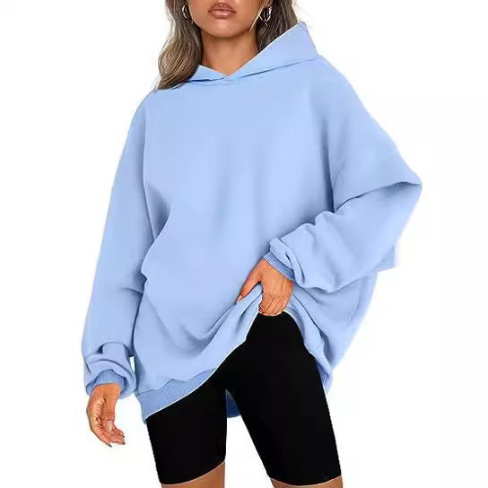 Damen oversized Kapuzenpullover mit seitlichen Schlitzen W&W Mode