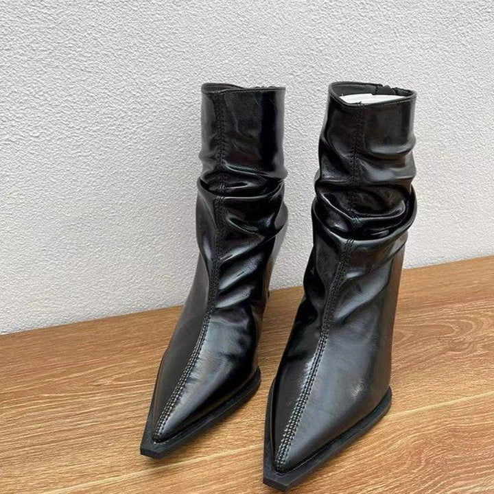 Damen elegante Stiefeletten mit spitzem Zehenbereich und lässigem Schlupfdesign W&W Mode