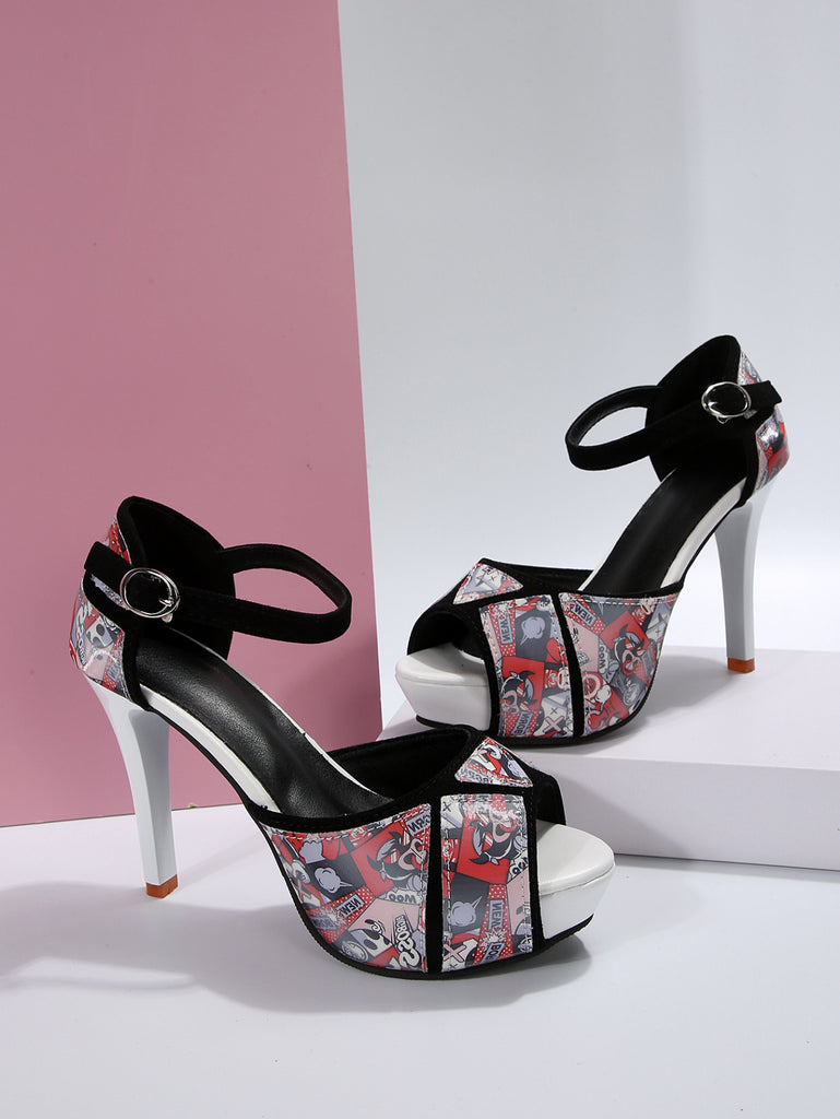 Damen Peeptoe Sandalen mit glamourösem Glitzer-Design und elegantem Blockabsatz WW