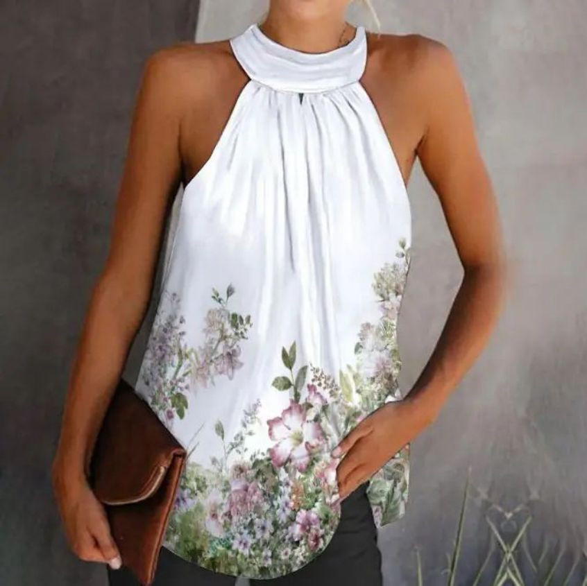Damen Stilvolles Halterneck Top mit gesmoktem Design WW