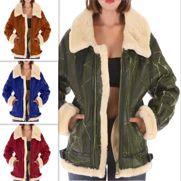Damen Lammfelljacke mit weichem Innenfutter und klassischem Kragen WW