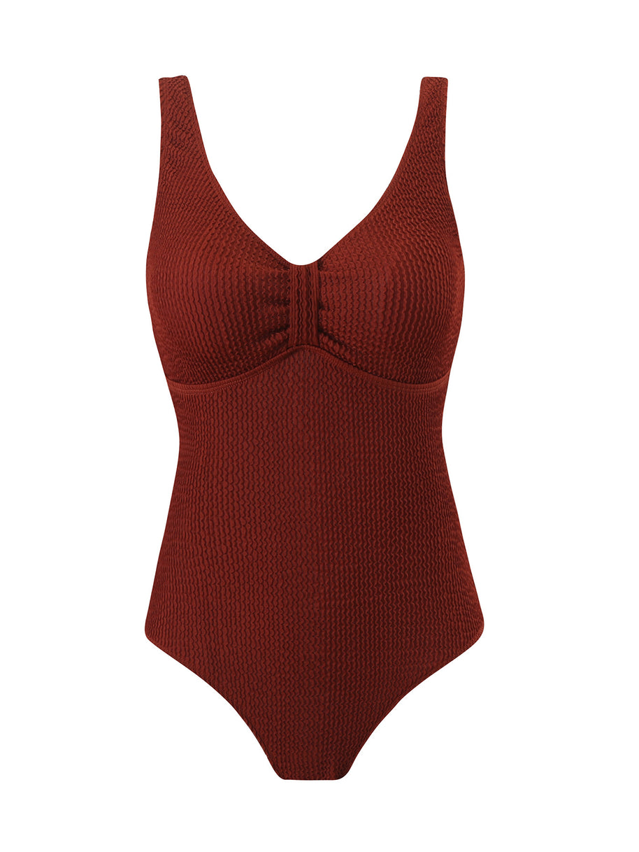 Damen Einteiliger Badeanzug mit strukturiertem Obermaterial und sportlichem Schnitt WW