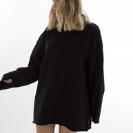 Damen lässiger Oversized Pullover aus weichem Baumwollmix WW