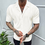 Herren Kurzarm Hemd mit strukturiertem Gewebe und modernem Kragen WW