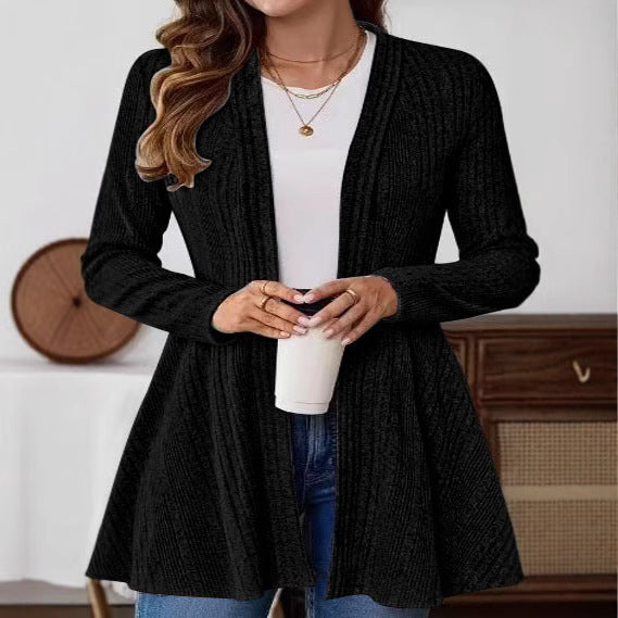 Damen Strickjacke mit offener Front und asymmetrischem Saum WW
