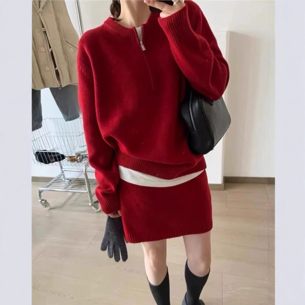Damen Strickpullover mit modernem Schnitt und dekorativem Reißverschluss WW