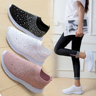 Damen Sneakers mit funkelnden Strass-Applikationen und elastischem Strick-Obermaterial WW