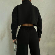 Damen Sportliches Loungewear-Set mit hohem Kragen WW