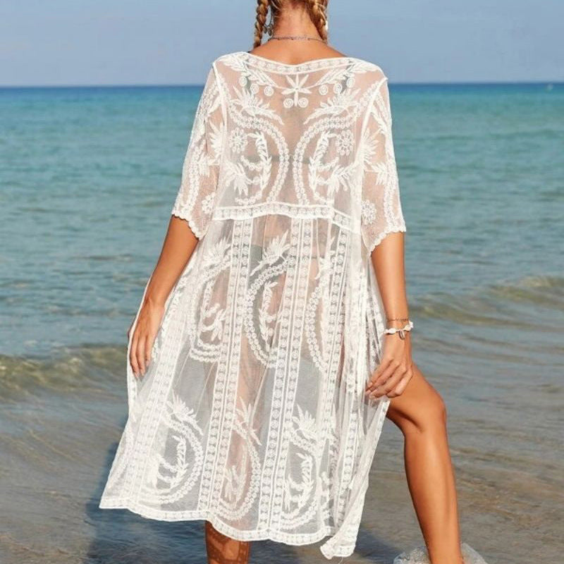 Damen Spitze Bestickter Strand Kimono WW