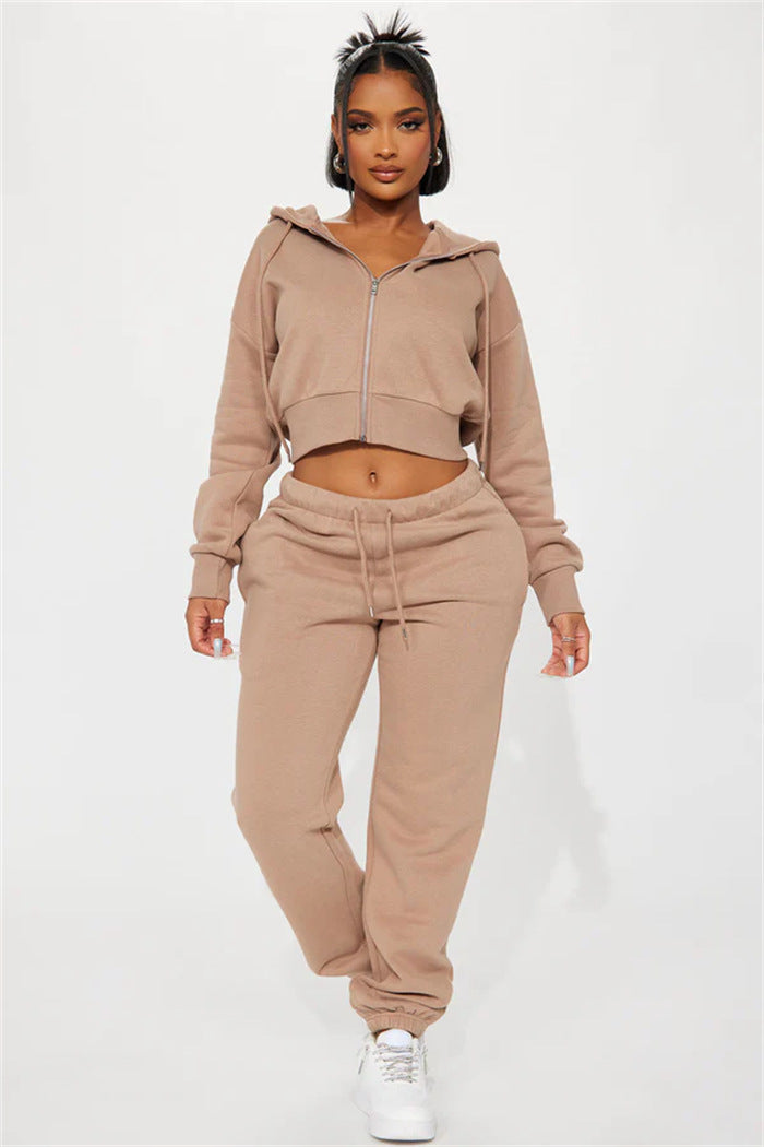 Damen Relaxed-Fit Sweat-Set mit Kapuze und weiten Hosen WW