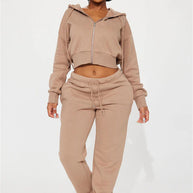 Damen Relaxed-Fit Sweat-Set mit Kapuze und weiten Hosen WW