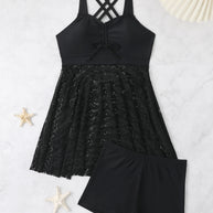 Damen Badekleid mit integrierten Shorts und raffinierten Trägerdetails WW