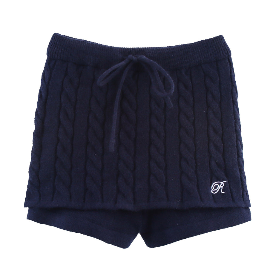 Damen Strick-Pyjama-Set mit klassischem Muster und elegantem Kragen WW