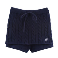 Damen Strick-Pyjama-Set mit klassischem Muster und elegantem Kragen WW