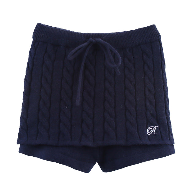 Damen Strick-Pyjama-Set mit klassischem Muster und elegantem Kragen WW