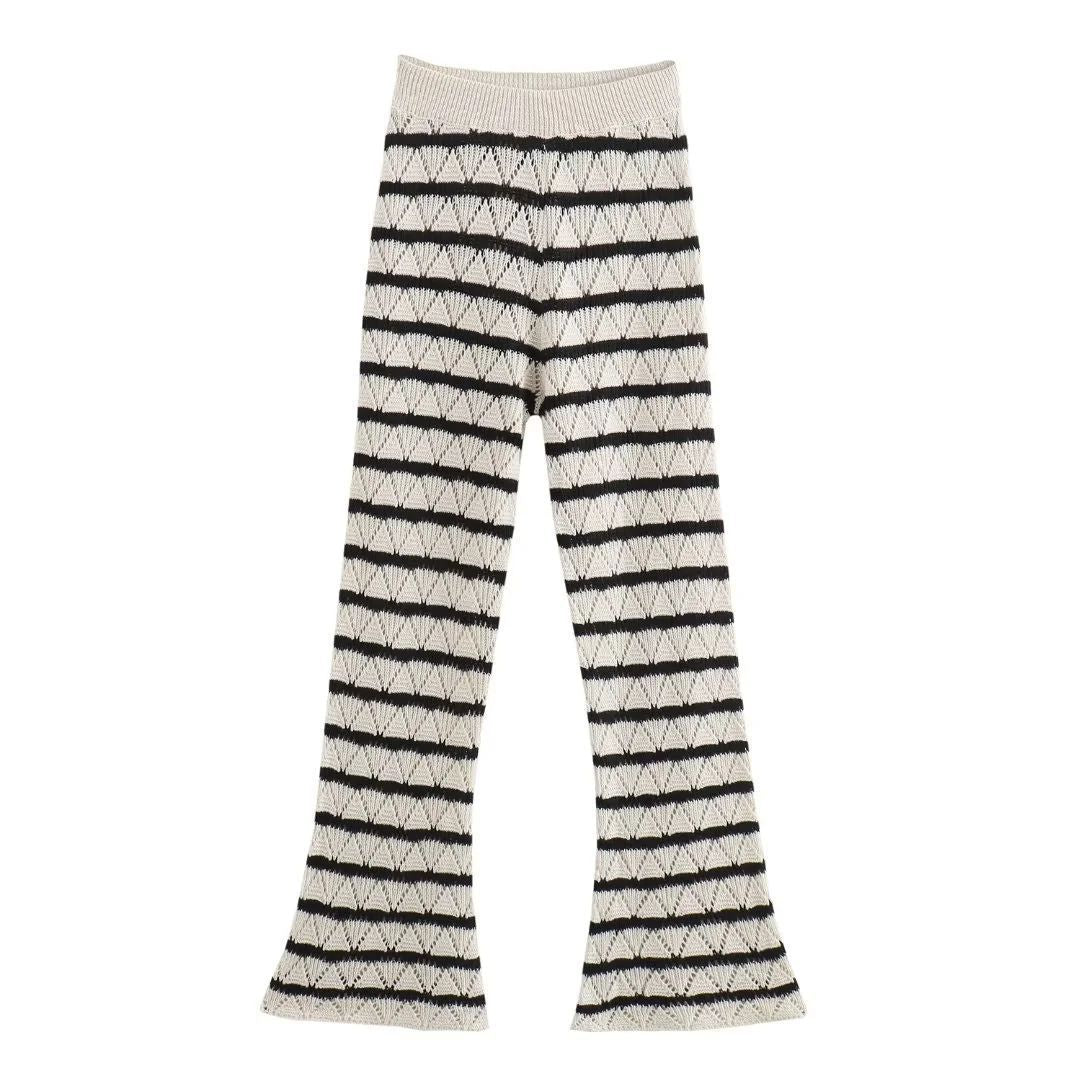 Damen Strick-Leggings mit breitem Bund und einzigartigem Muster WW