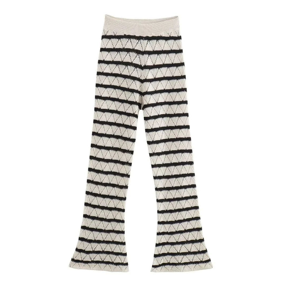 Damen Strick-Leggings mit breitem Bund und einzigartigem Muster WW