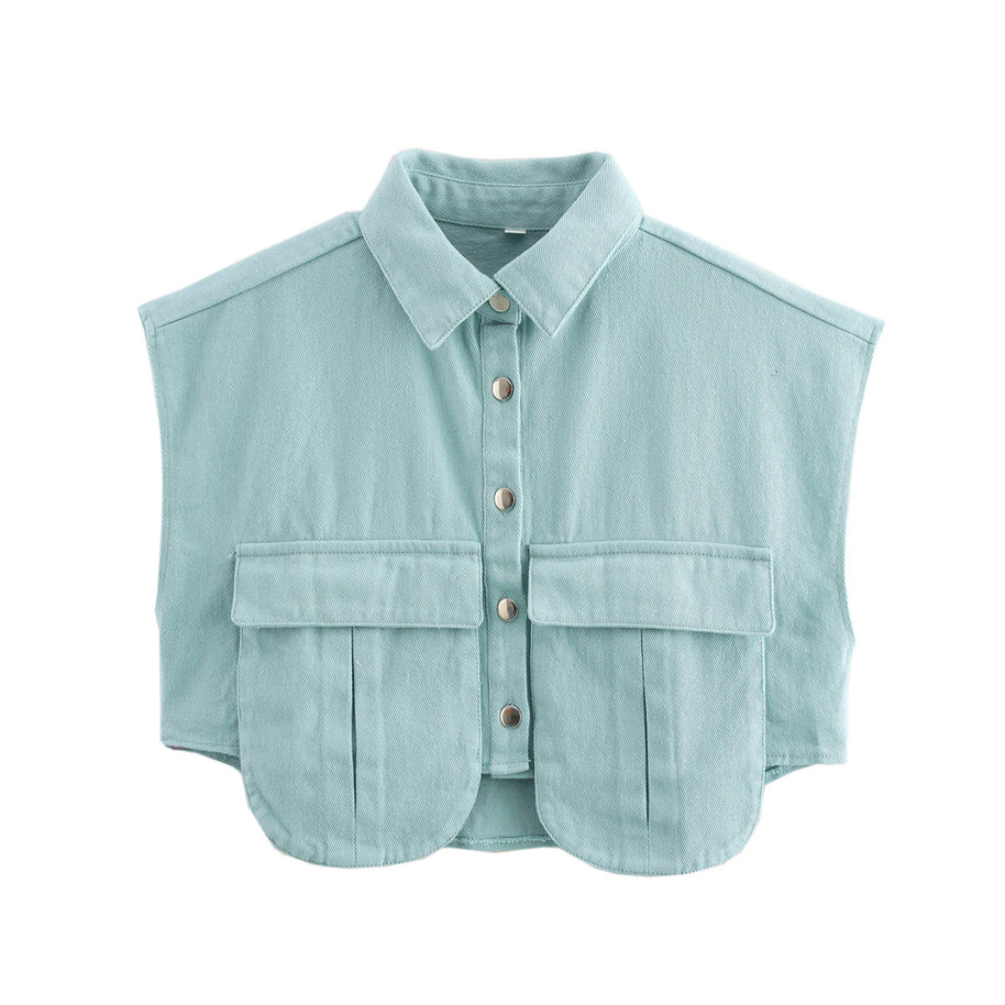 Damen ärmellose Utility-Bluse mit Taschen WW