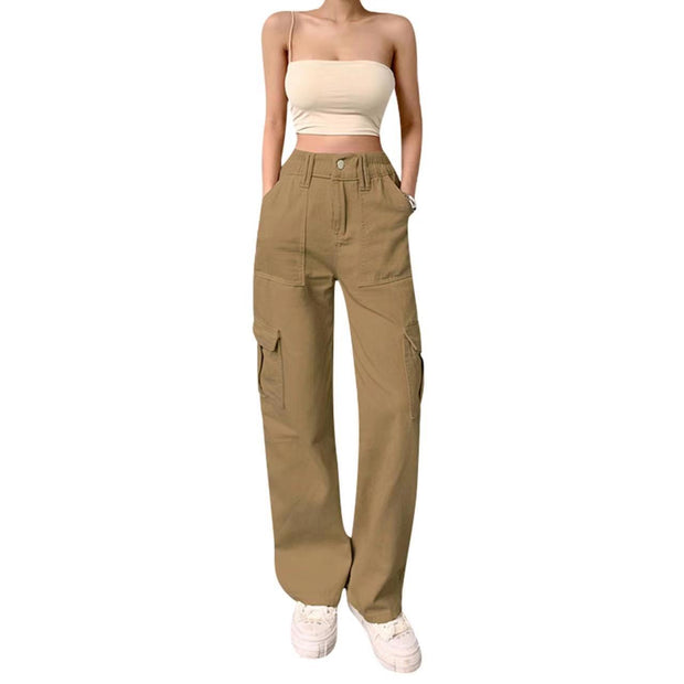 Damen Bequeme Cargo-Hose mit Funktionalen Seitentaschen WW