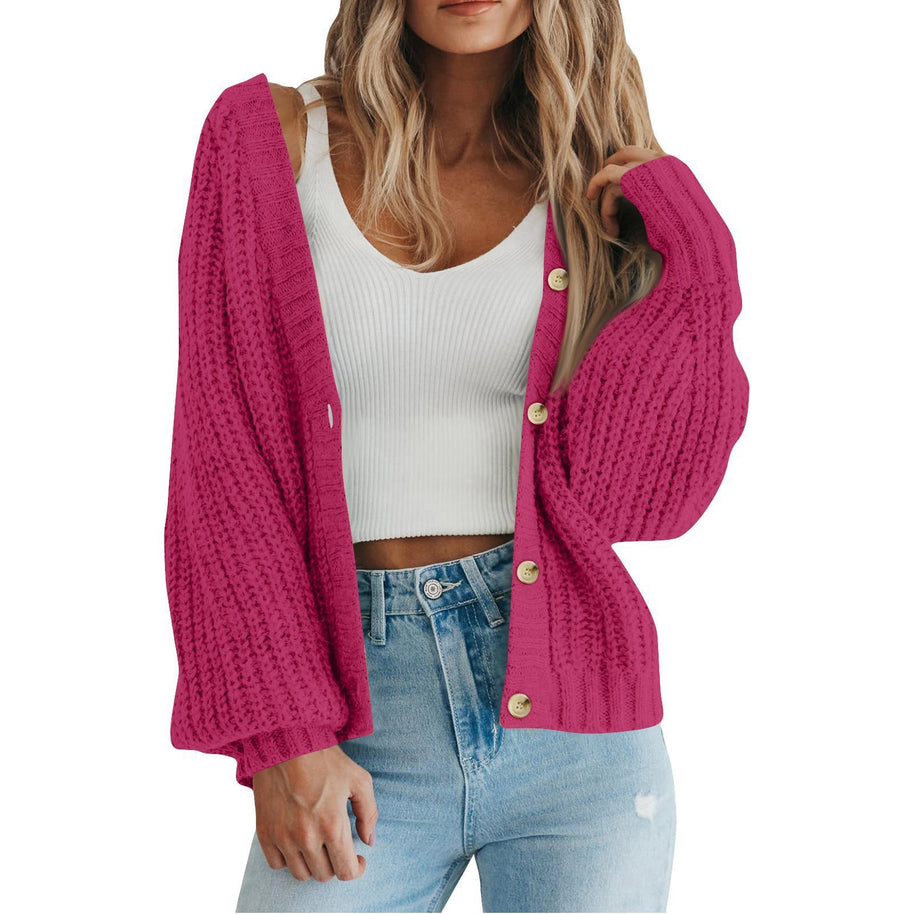 Damen Grobstrick-Cardigan mit Knopfdetails und weitem Schnitt WW
