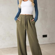 Damen Bequeme und lässige Freizeithose mit elastischem Bund und seitlichen Taschen WW
