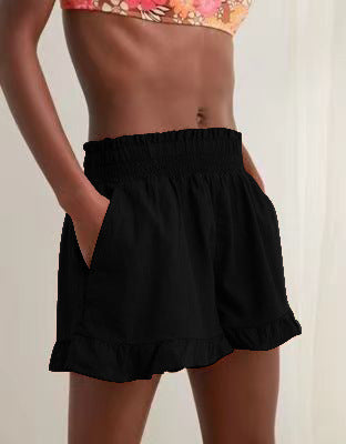 Damen Lockere Shorts mit Volant und Taschen WW