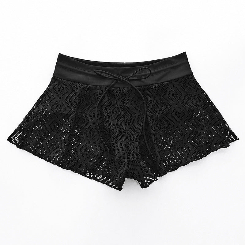 Damen Bade-Shorts mit gehäkeltem Design und elastischem Bund WW