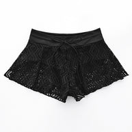 Damen Bade-Shorts mit gehäkeltem Design und elastischem Bund WW