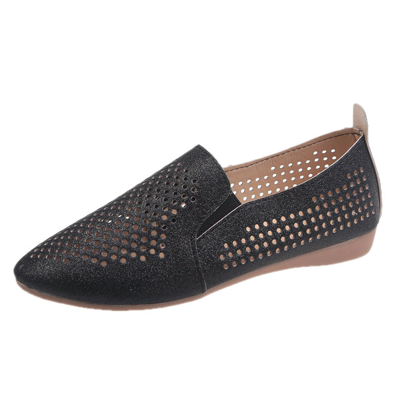 Damen elegante Slipper mit glitzerndem Obermaterial und atmungsaktiven Perforationen WW
