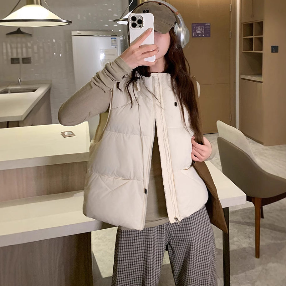 Damen Steppweste mit hohem Kragen und übergroßem Schnitt WW