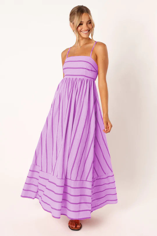 Damen Maxikleid aus gestreiftem Baumwollstoff WW