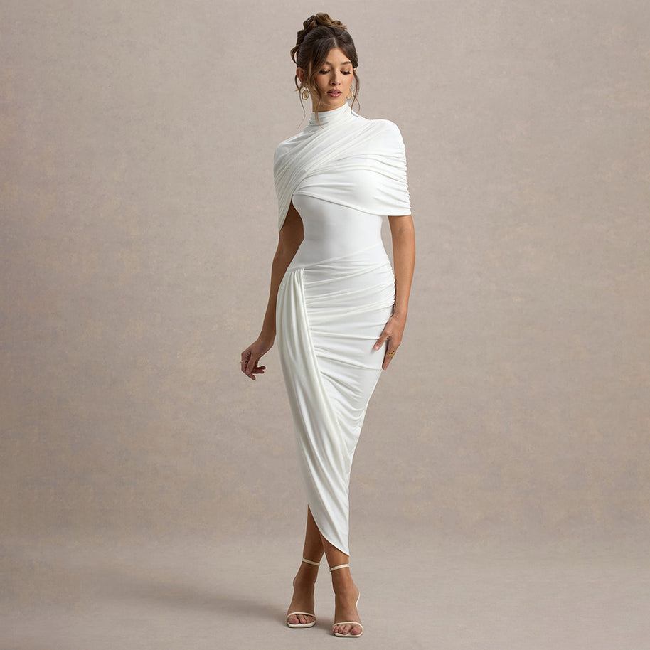 Damen elegantes, figurbetontes Rüschendes Abendkleid W&W