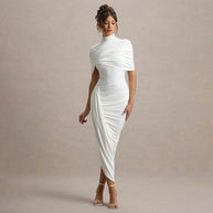 Damen elegantes, figurbetontes Rüschendes Abendkleid W&W