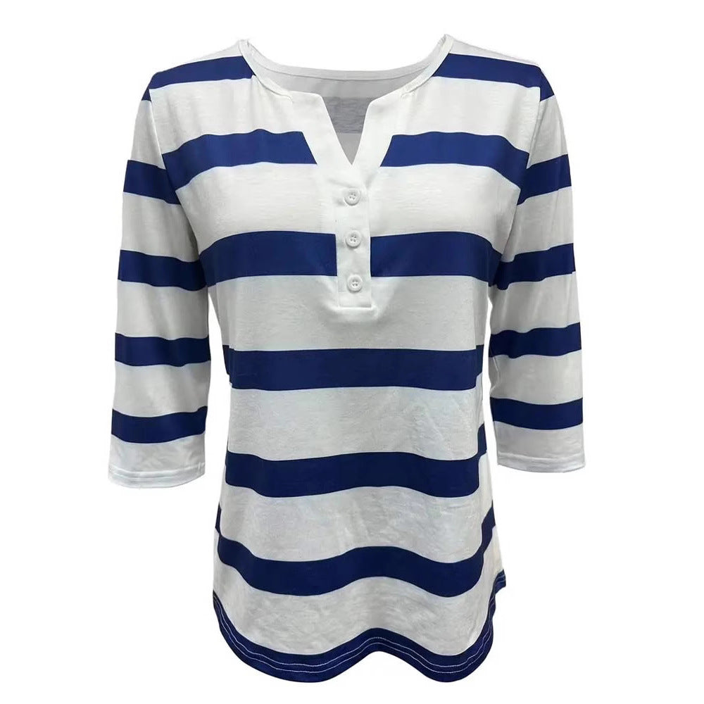 Damen Langarmshirt mit maritimem Streifenmuster WW