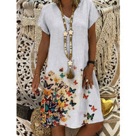 Damen Sommerliche Tunika mit buntem Schmetterlingsmuster WW