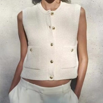 Damen Strickjacke mit Knopfdetails und dekorativen Taschen WW