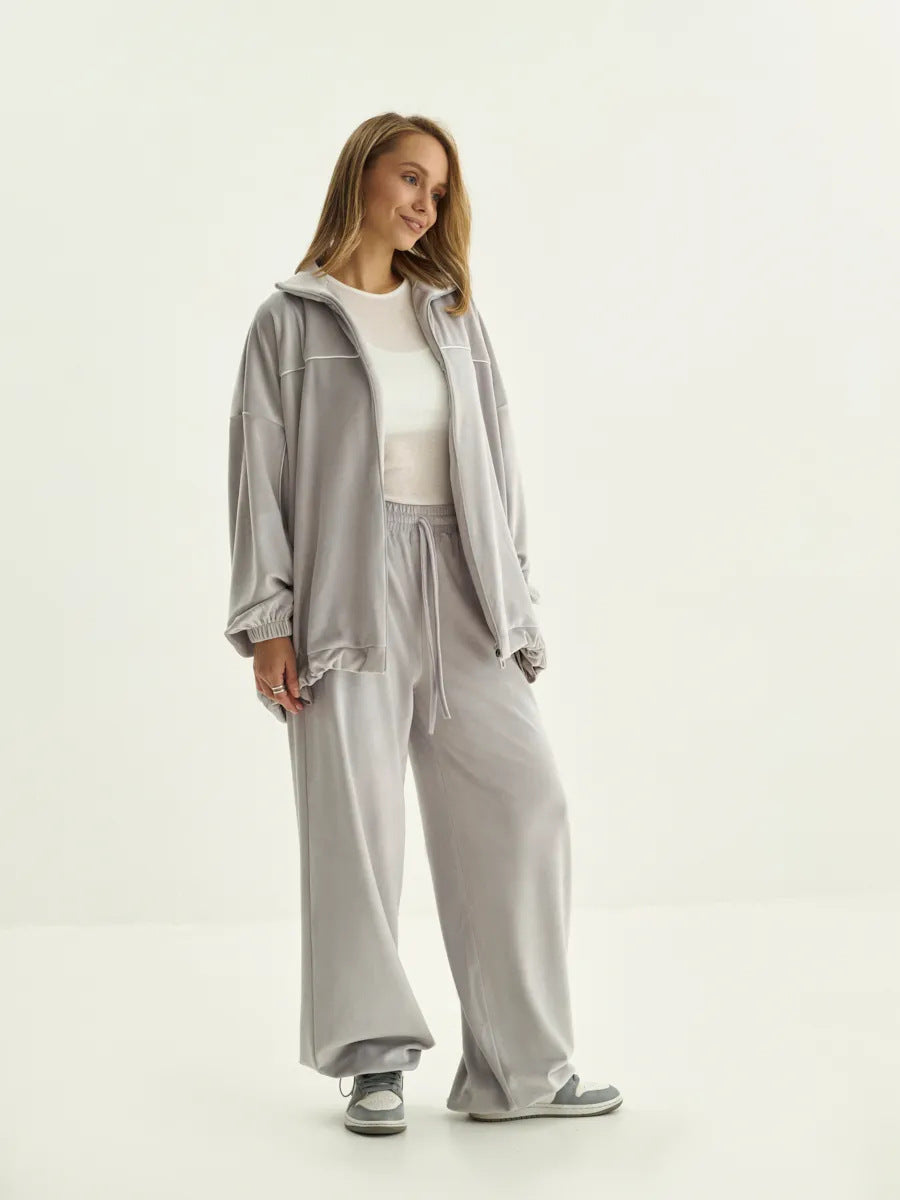 Damen Sportliche Fleece-Jacke mit hohem Kragen WW