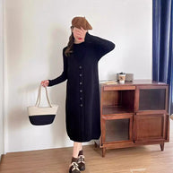 Damen Strapazierfähiges Strickkleid mit Knopfleiste und Taschen WW