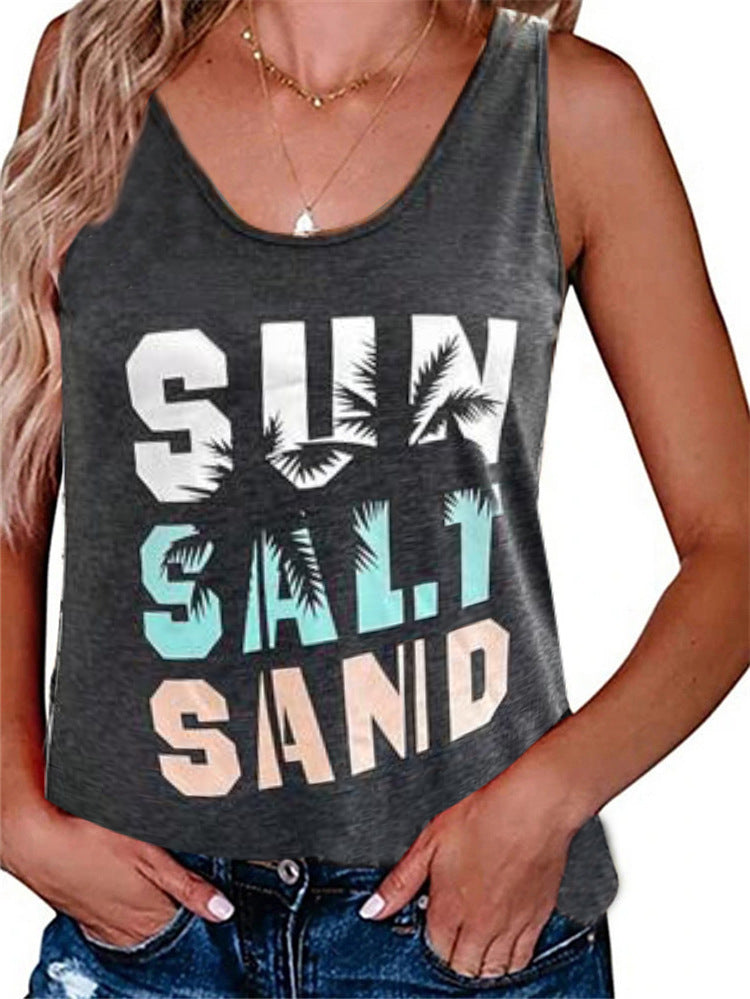 Damen ärmelloses Freizeitshirt mit trendigem Grafikdesign WW