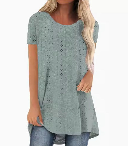 Stylische Damen Kurzarm-Tunika T-Shirt WW