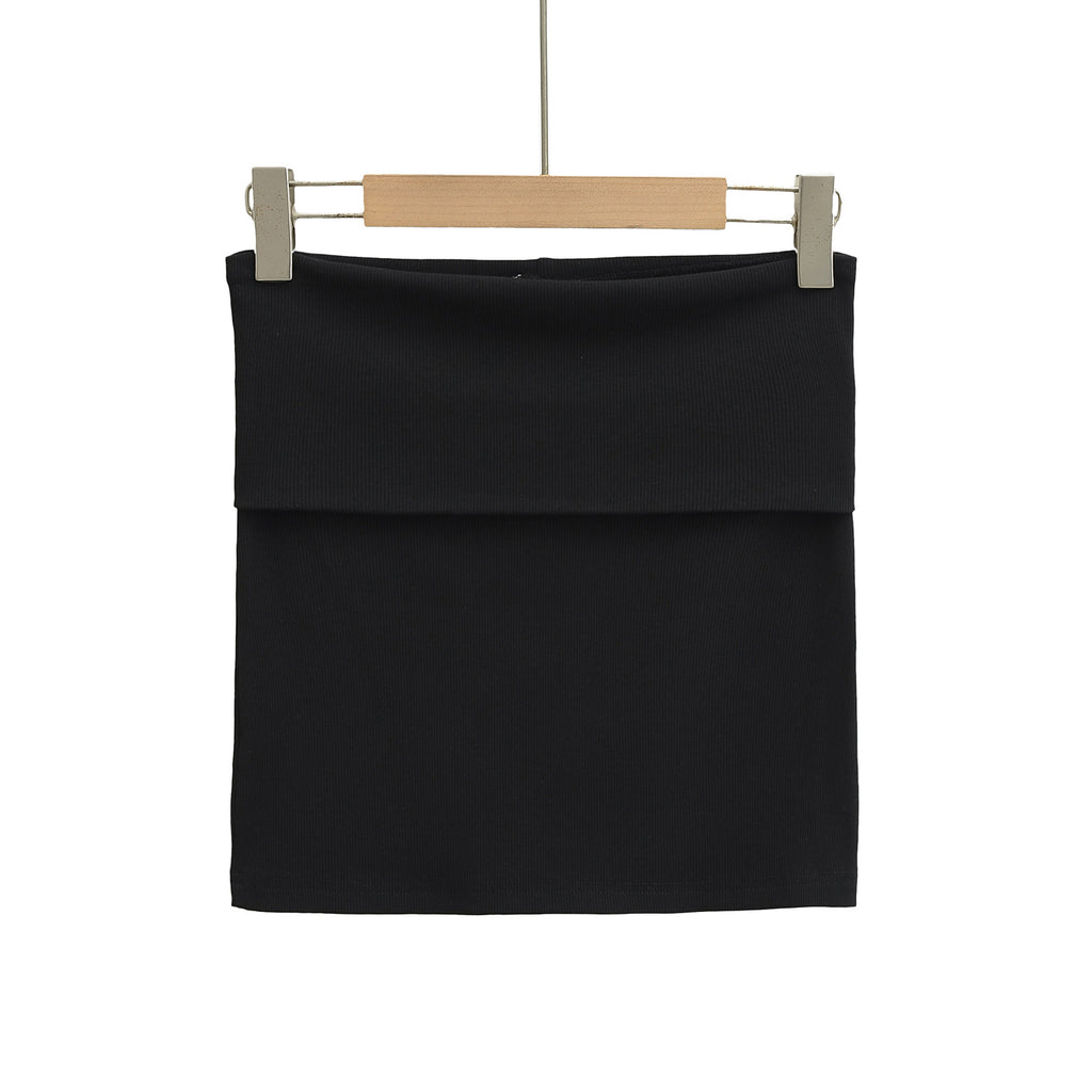 Damen Midi-Rock aus elastischem Rib-Stoff mit hohem Bund und schwingendem Saum WW